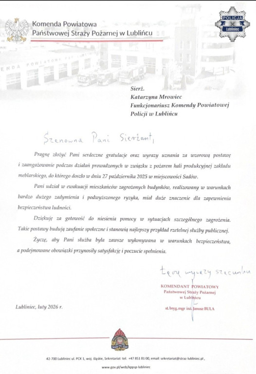 Lubliniec. Policja podsumowała, strażacy wyróżnili