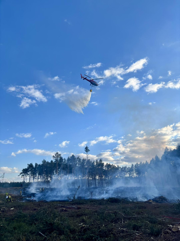 Pożar lasu. W akcji także śmigłowiec gaśniczy