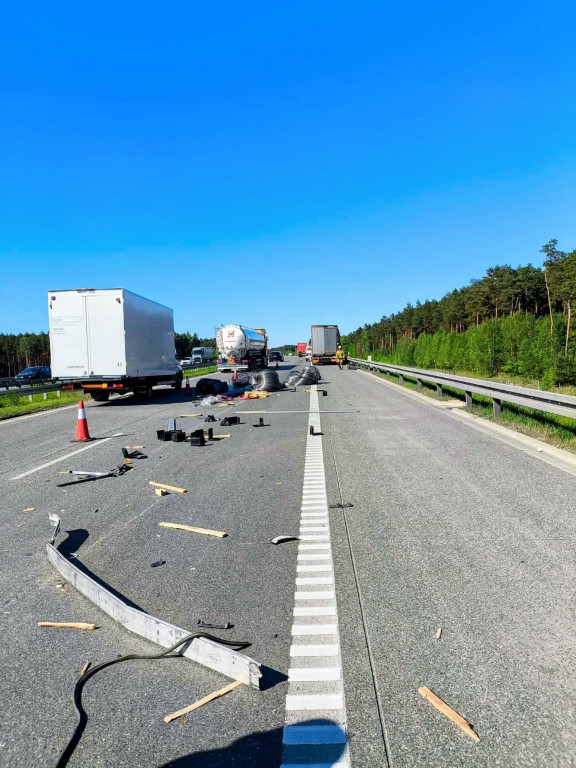 Zderzenie ciężarówek na A1. Nasi strażacy w akcji