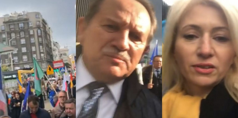 W gronie prawie tysiąca protestujących był burmistrz Lublińca Edward Maniura, jego zastępczyni Anna Jonczyk-Drzymała i radna Czesława Włuka. Fot. Zrzut ekranu 