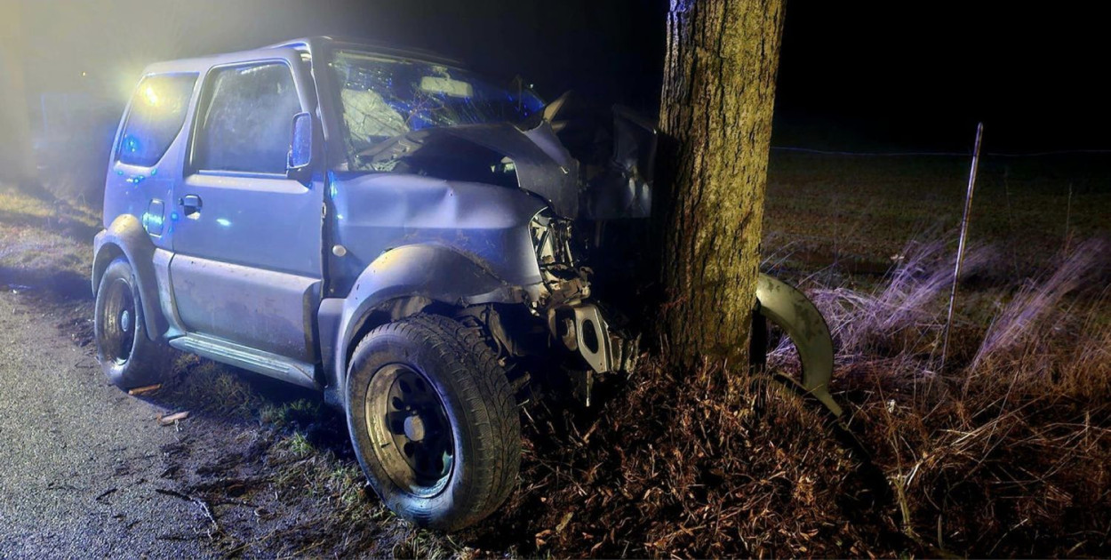 Na początku lutego doszło do śmiertelnego wypadku. Doszło do niego, bo kierowca chciał ominąć sarnę. Fot. OSP Sadów