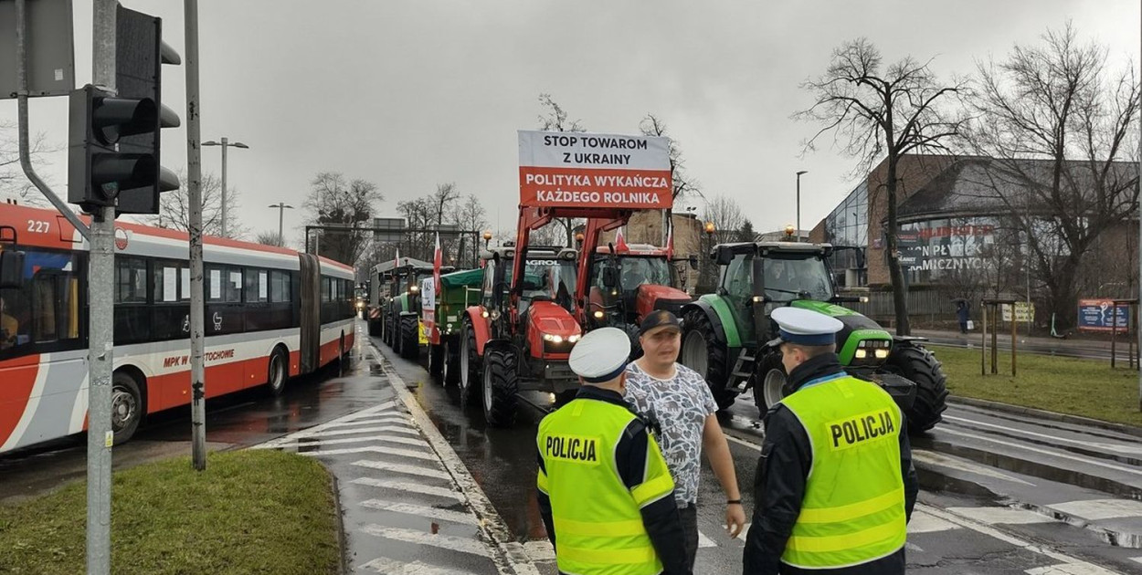 Tak było podczas strajku rolników w Częstochowie. Fot. Archiwum policji