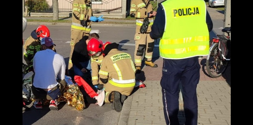Lubliniec. Potrącona rowerzystka została odwieziona do szpitala. Fot. Policja Lubliniec