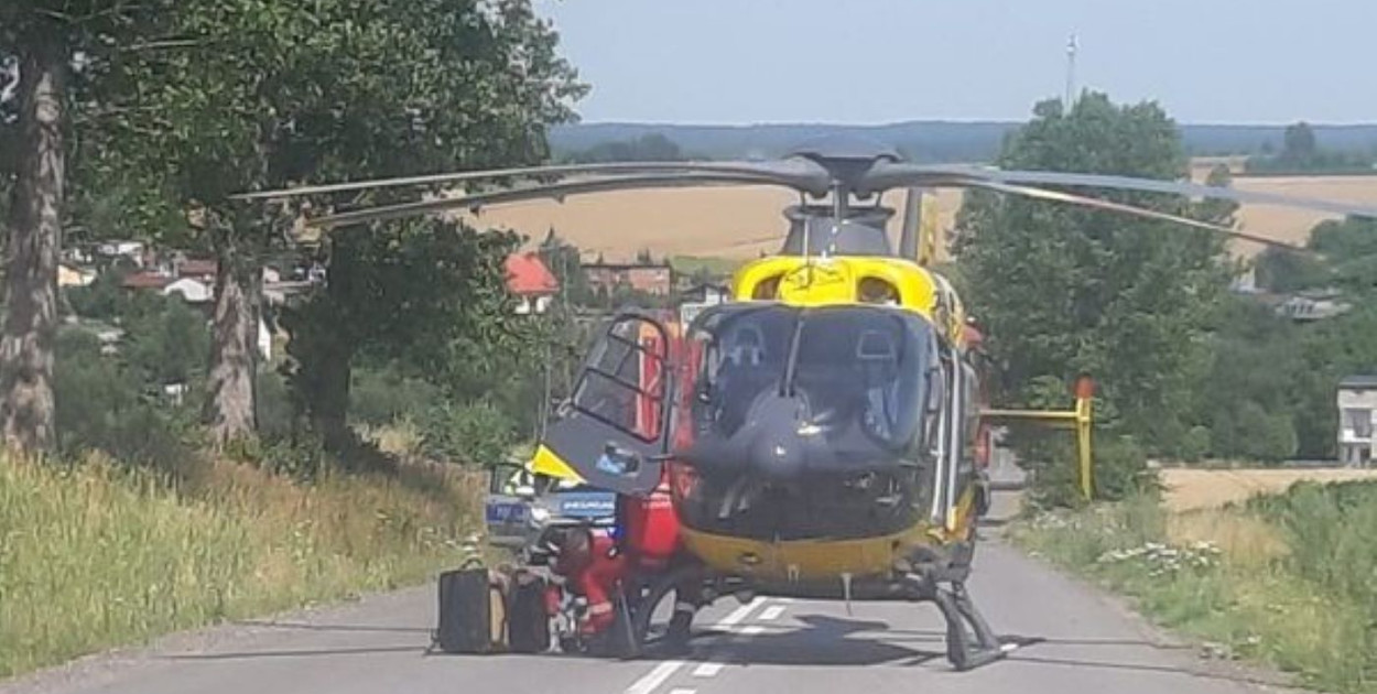 Na miejsce wezwano lotnicze pogotowie. Niestety, poszkodowany zmarł. Fot. policja Lubliniec