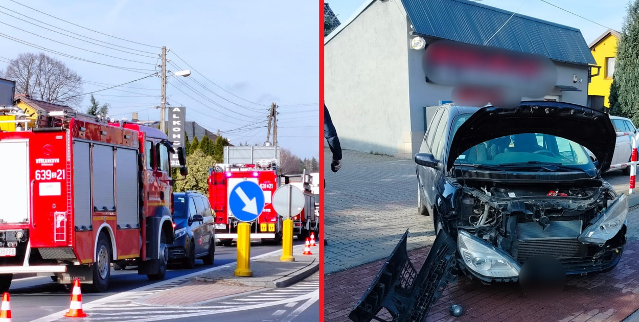 Zderzenie dwóch aut na DK 11. Droga jest już przejezdna. Fot. OSP Tworóg