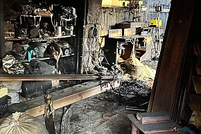 Powiat lubliniecki. Pożar budynków gospodarczych-724