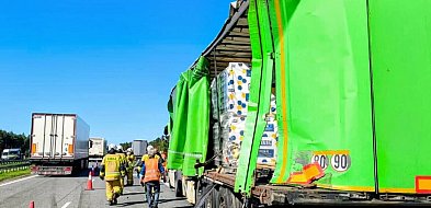 Zderzenie ciężarówek na A1. Nasi strażacy w akcji